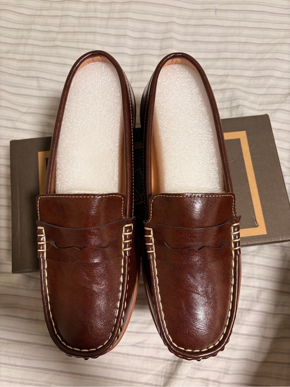 Men's Brown Leather Slip-On Penny Loafers